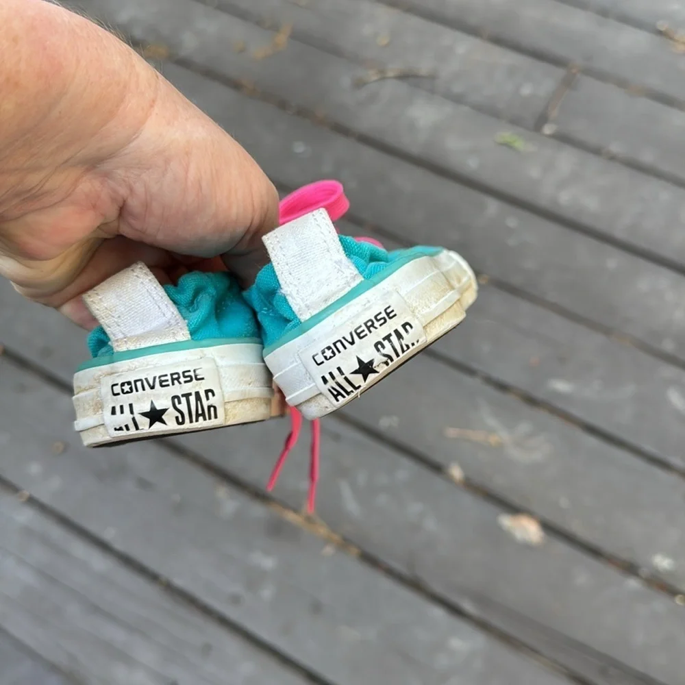 Converse girls teal and pink sneakers size 1